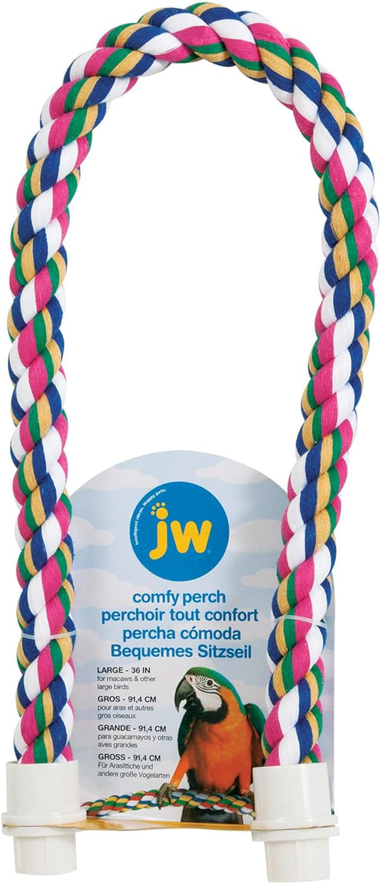 JW Pet Comfy Perch for Birds Flexible Multi-Color Rope 36in