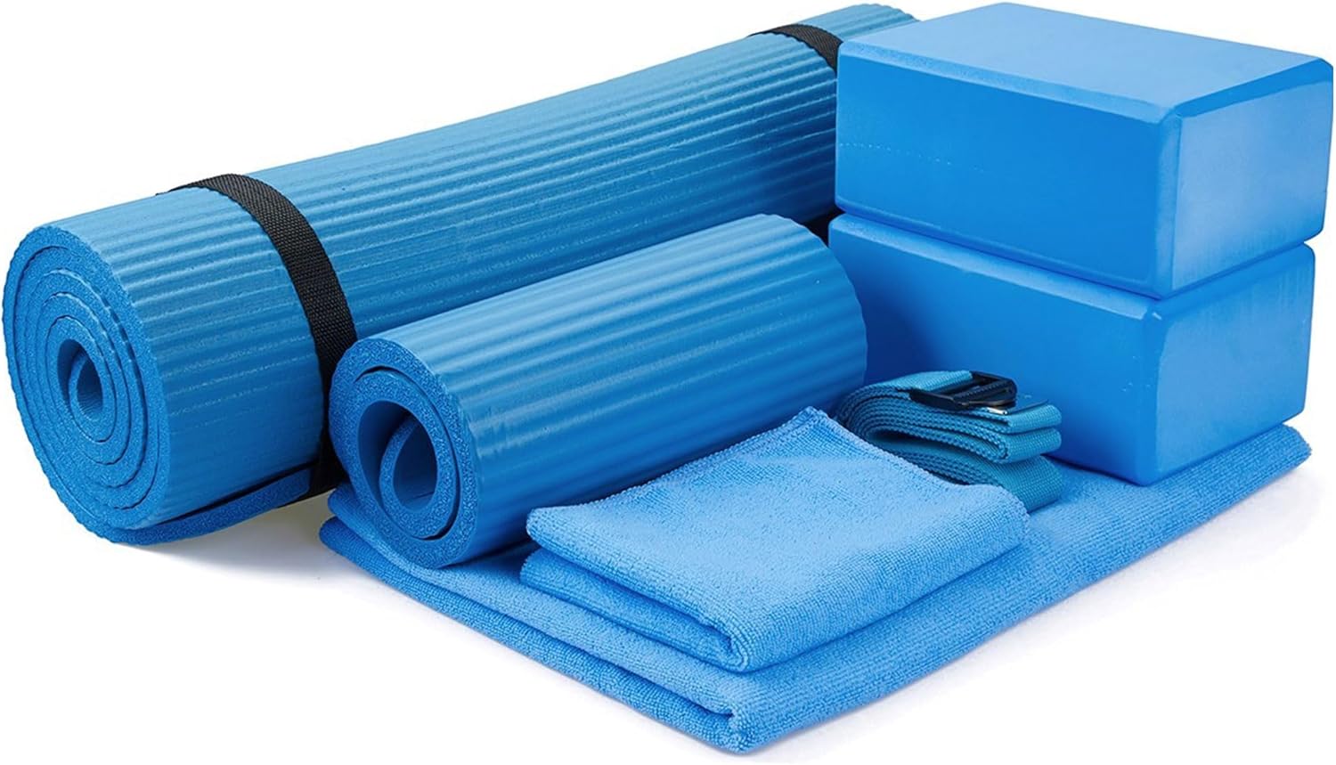 BalanceFrom 7-Piece Yoga Set with Extra Thick 71x24in Mat