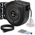 Retractable Extension Cord Reel 60 FT Heavy Duty - Garage Ready