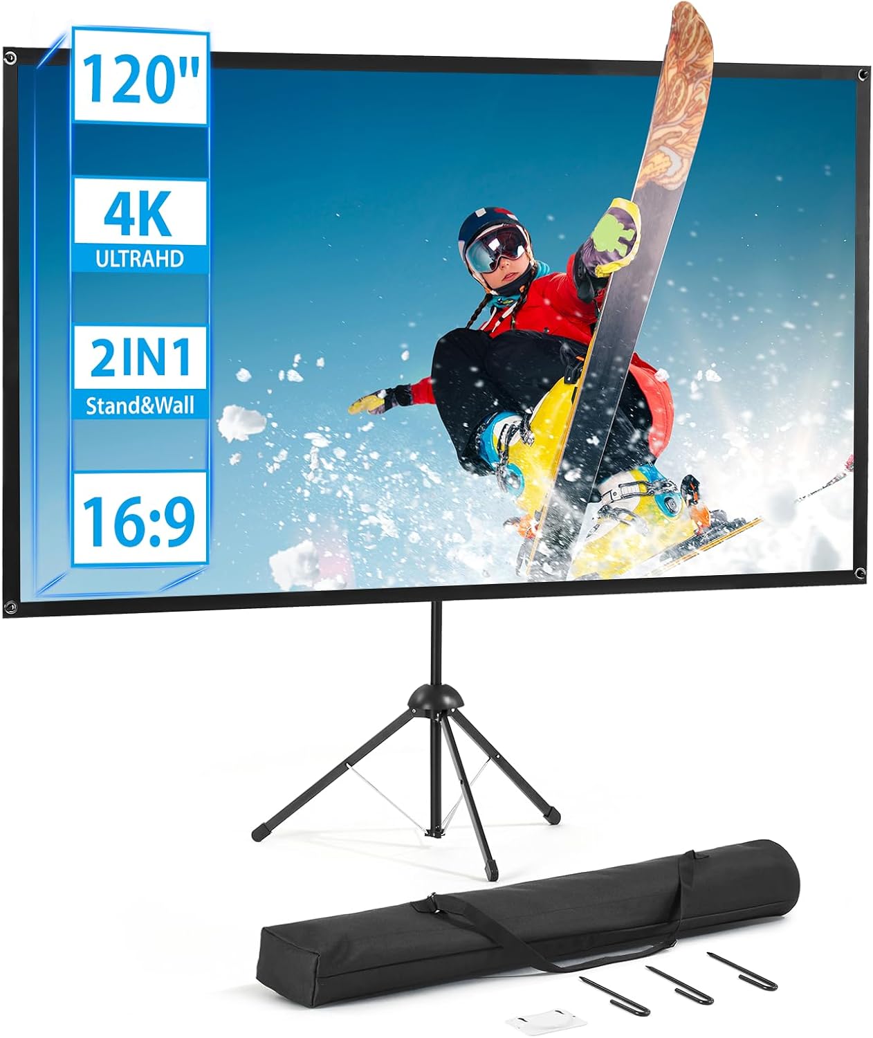 Portable Projector Screen with Stand for Outdoor and Indoor Use