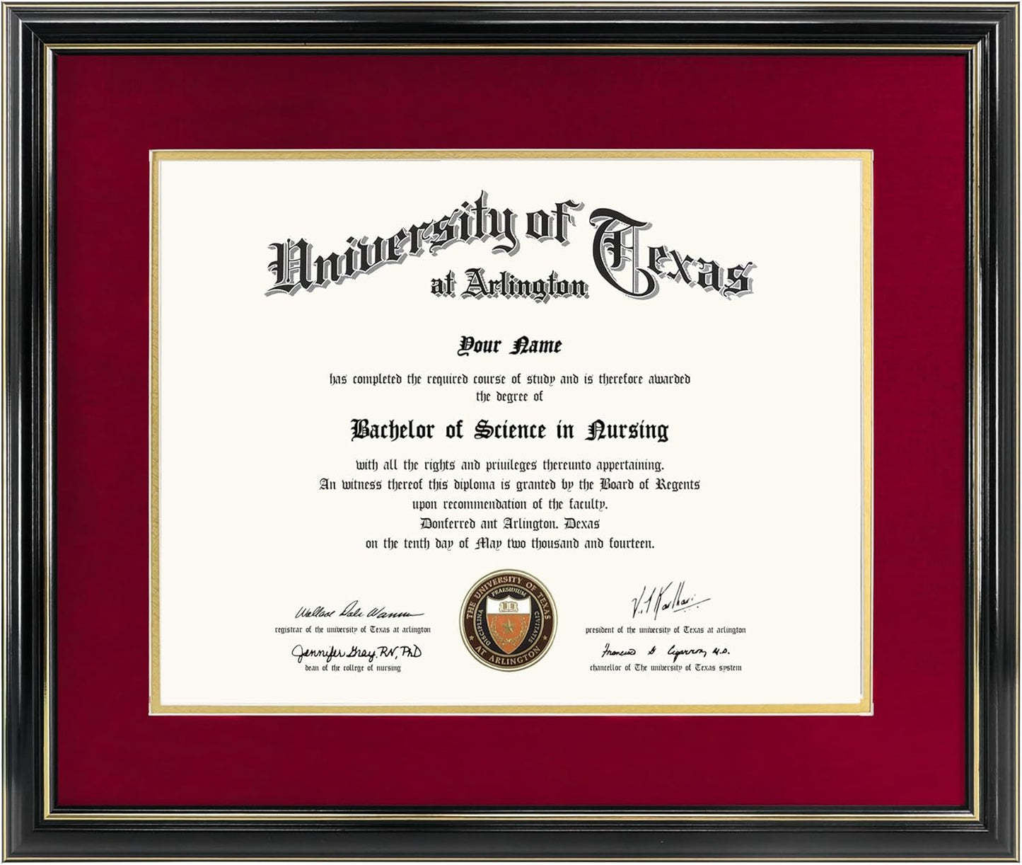 GraduationMall 11x14 Diploma Frame with Red over Gold Mat