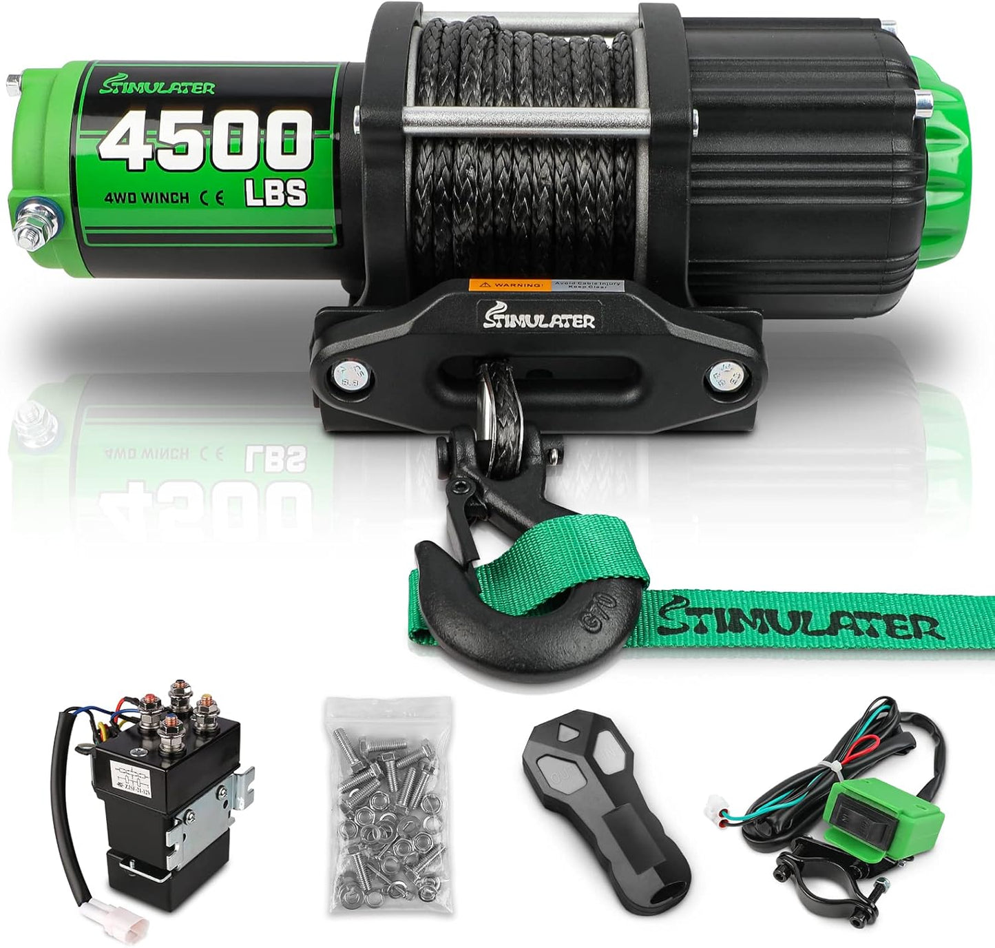 4500LB ATV Winch with Synthetic Rope and Wireless Remote Control