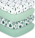 Peanutshell 4-Pack Fitted Crib Sheet Set - Soft Green Botanical