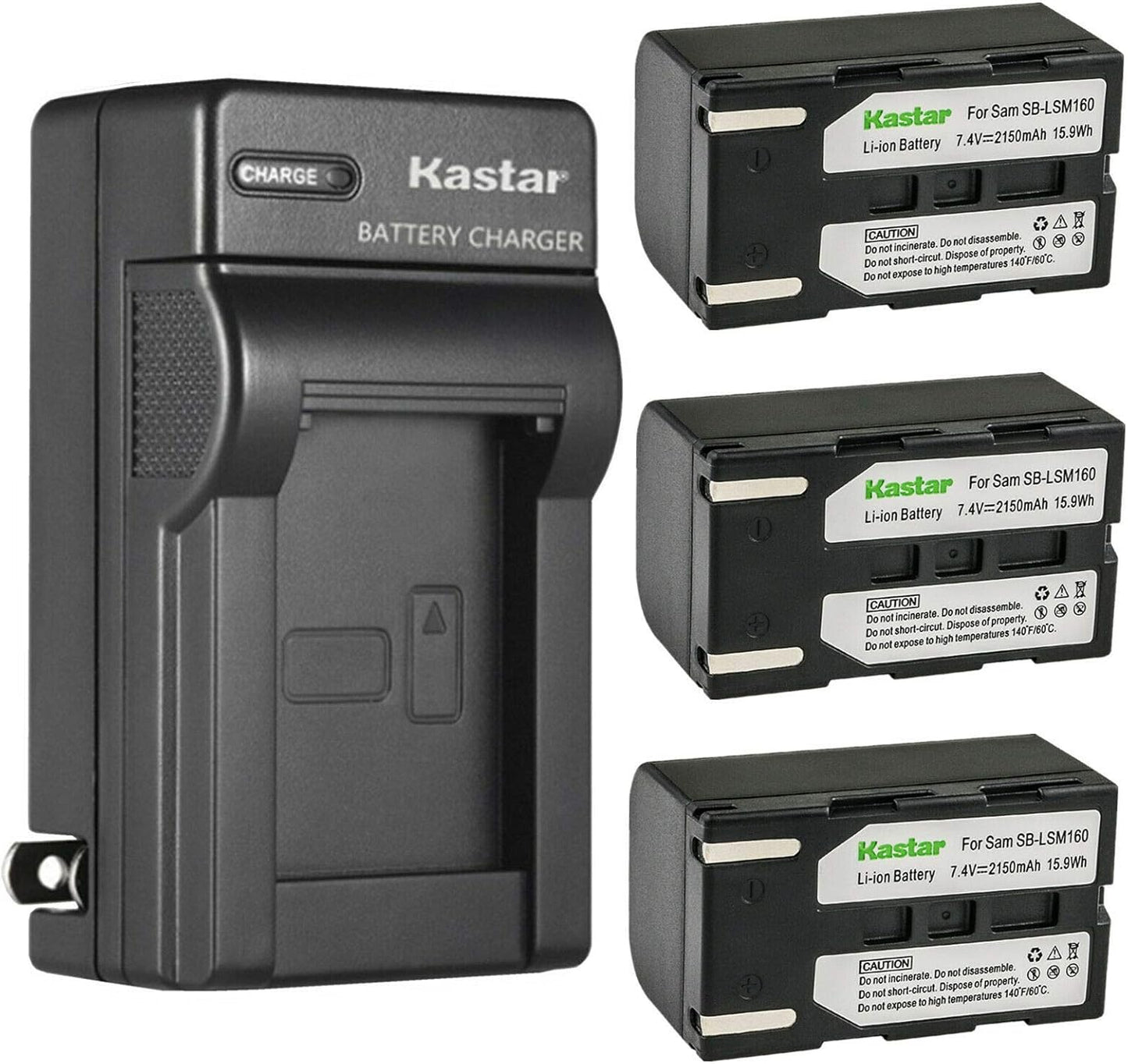 Kastar 3-Pack SB-LSM160 Battery and Charger for Samsung Cameras