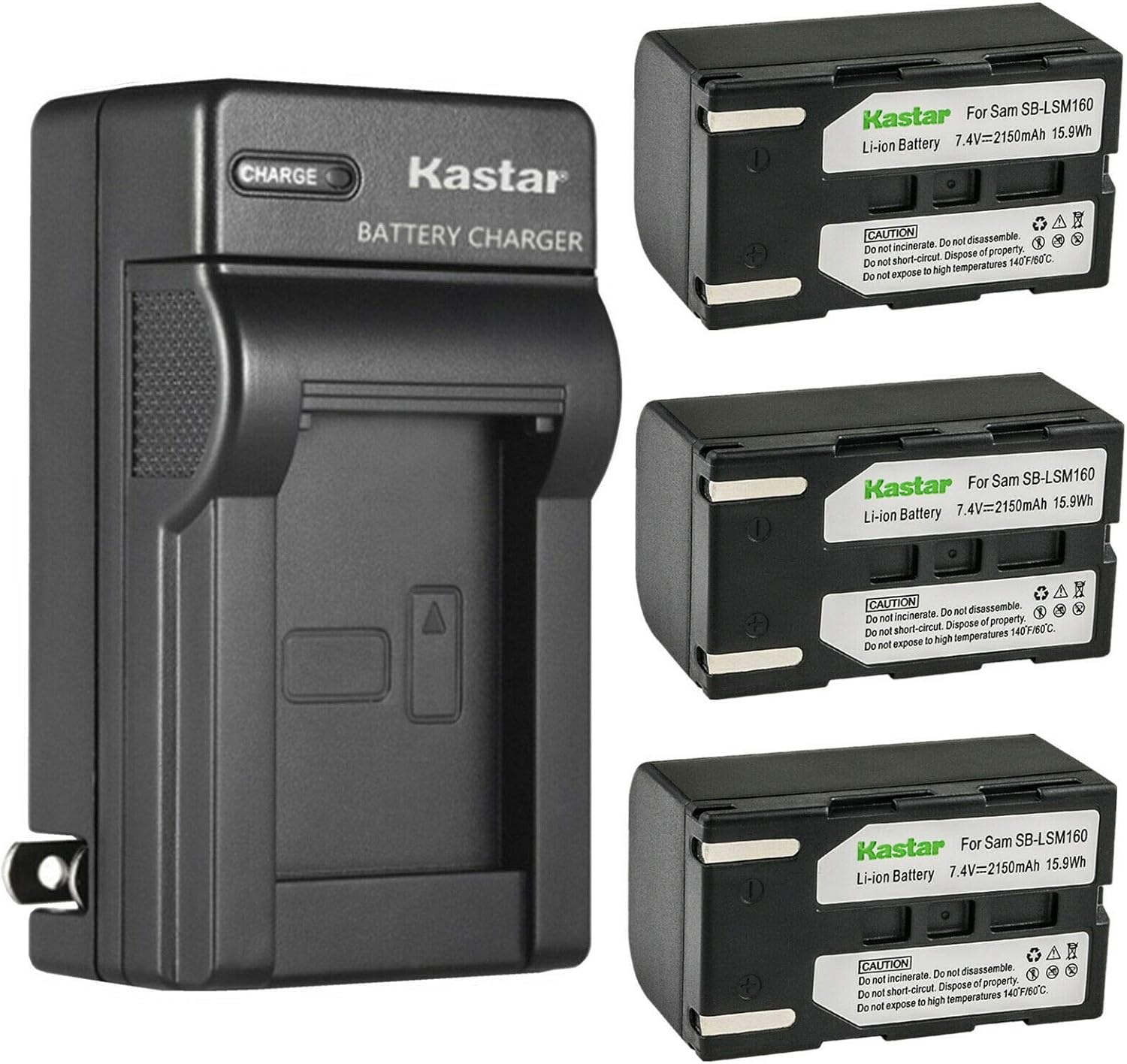 Kastar 3-Pack SB-LSM160 Battery and Charger for Samsung Cameras