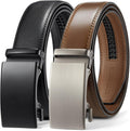Ratchet Leather Belt for Men 2 Pack - Trim to Fit Dress & Casual