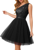 One-Shoulder Sequin Homecoming Cocktail Dress - Shine in Style