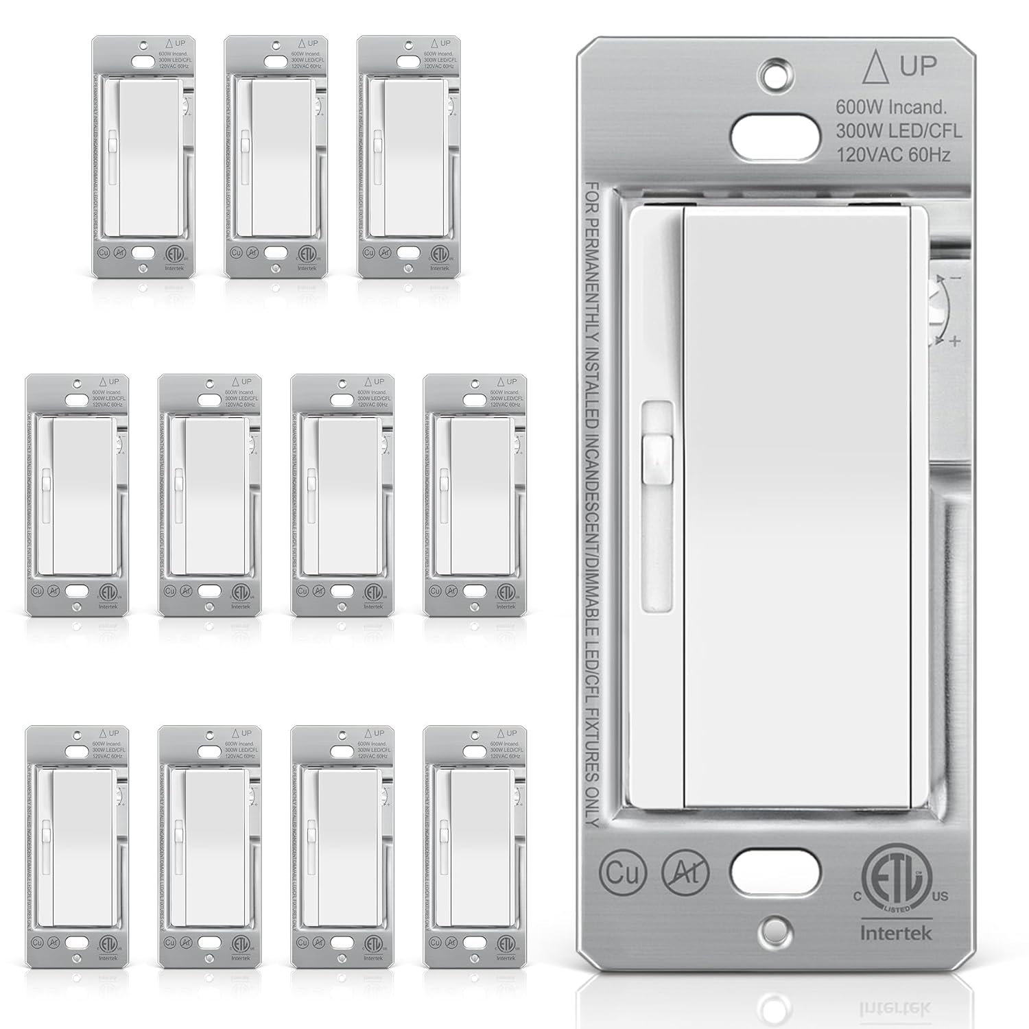 BESTTEN Super Slim Slide Dimmer Light Switch for LED and CFL