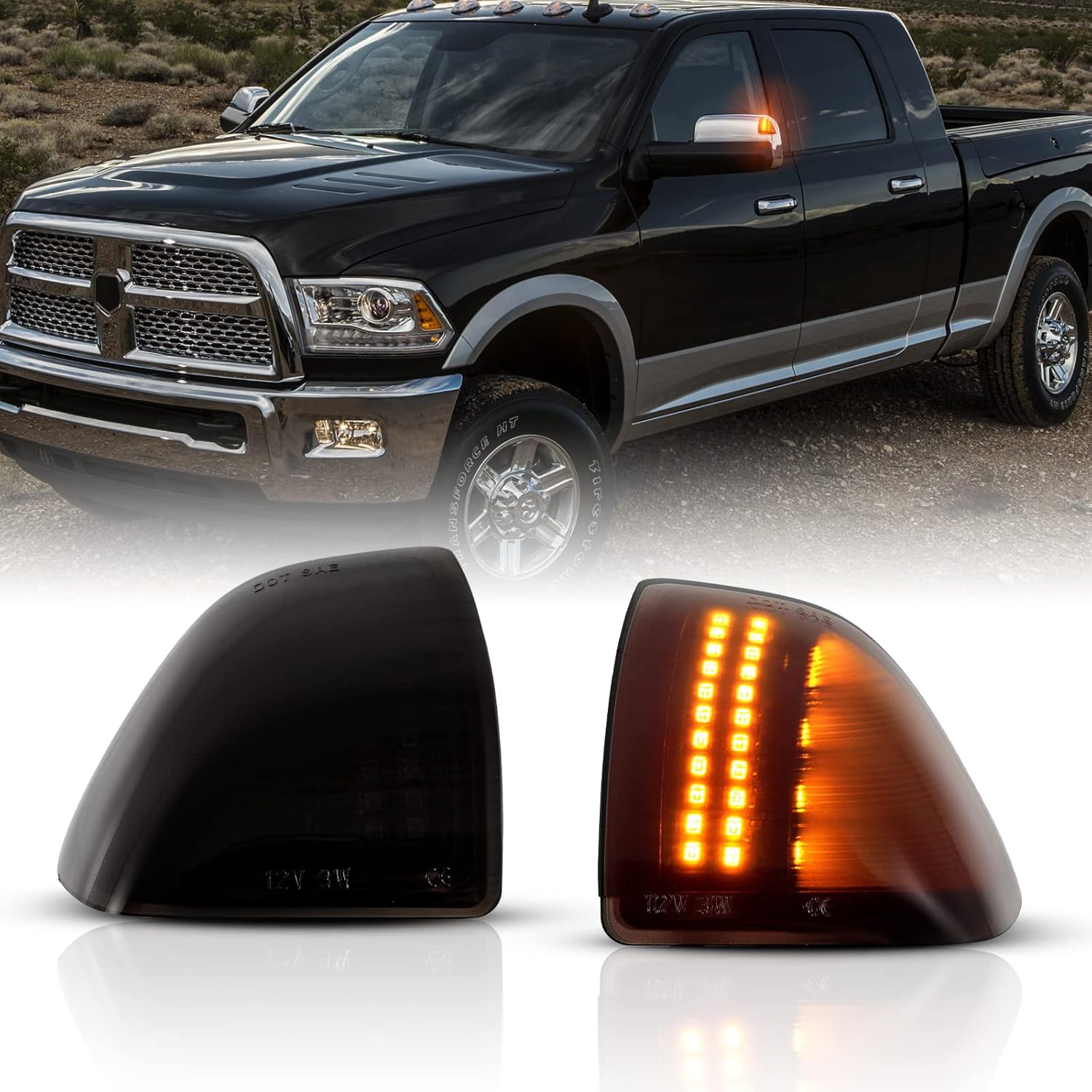 Gempro LED Side Mirror Turn Signal Light for Dodge Ram 1500-5500