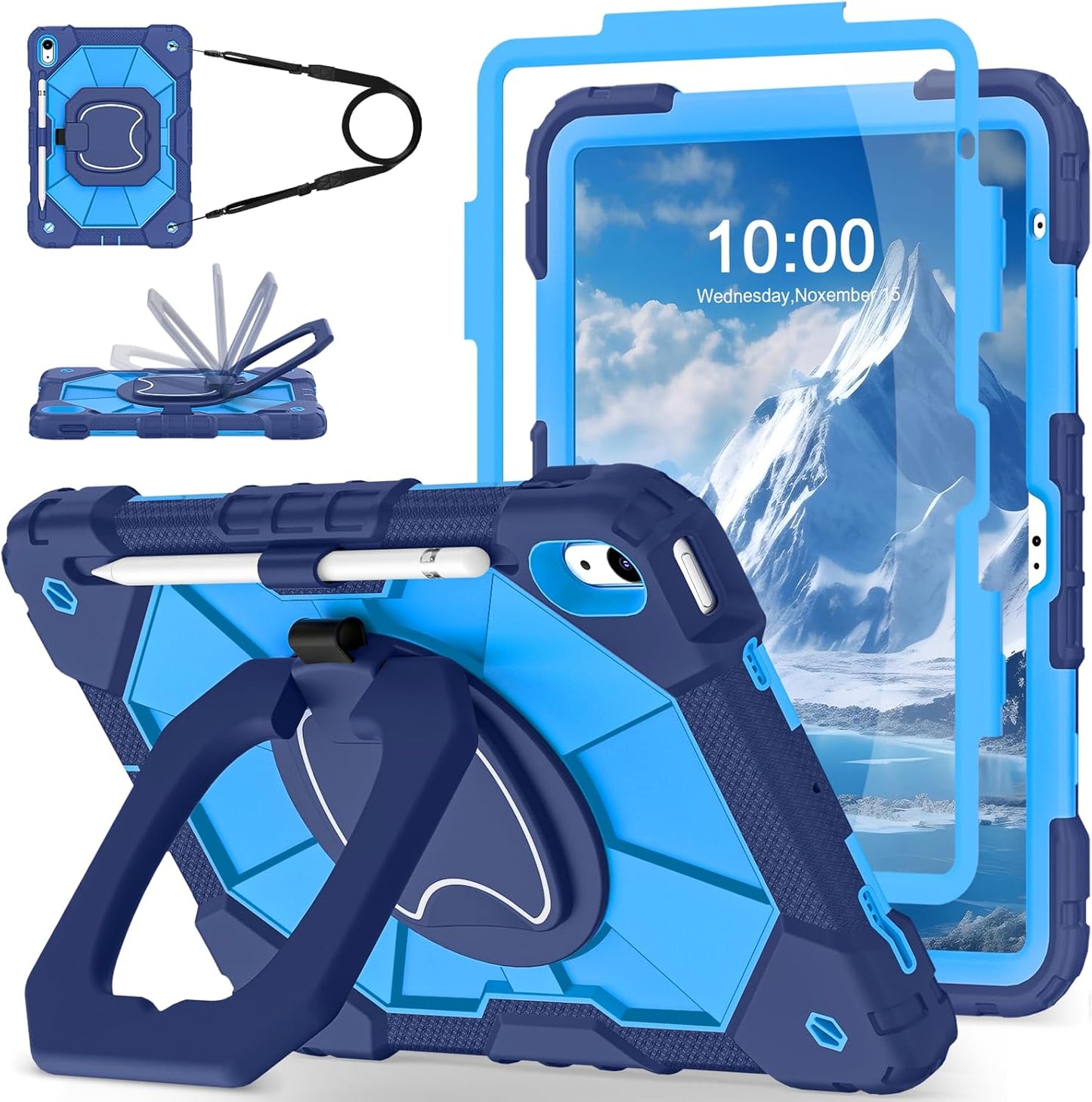 WESOROL iPad Case 10th Gen with Rotating Stand & Strap