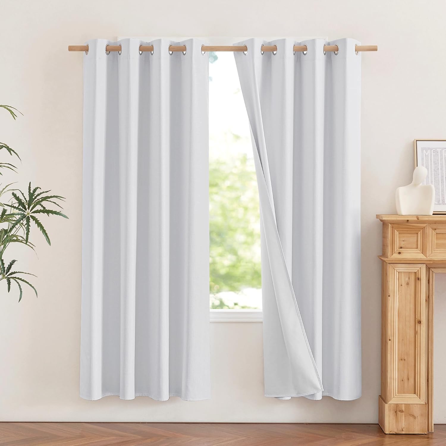 NICETOWN 100% Blackout Linen Curtains for Energy Saving Style