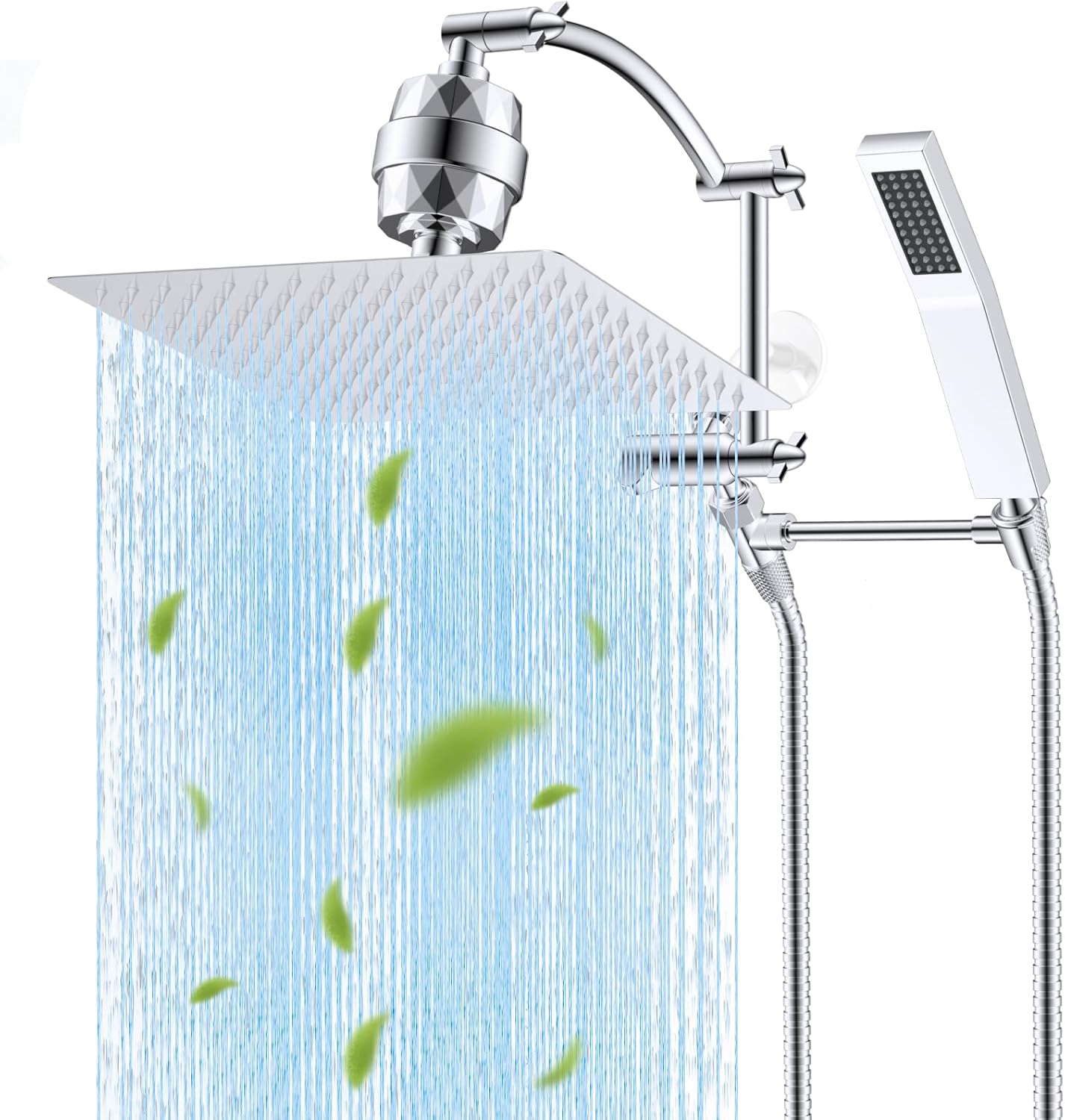 Hibbent 12ft' Filtered Rainfall Shower Head with Handheld Combo
