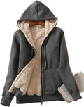 Yeokou Women's Full Zip Sherpa Lined Hoodie Jacket - Warm Winter Coat