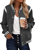 Bomber Jacket Women Varsity Casual Button Down Lightweight 2025