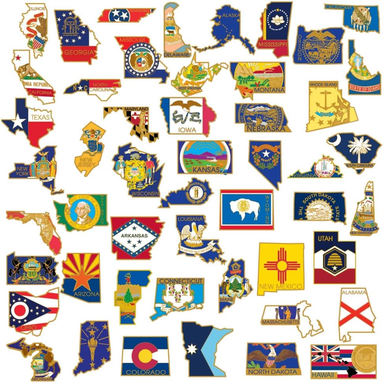 PinMart State Shape Flag Lapel Pins for All 50 US States
