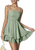 WDIRARA Tie Shoulder Ruched Sleeveless Cami Dress - Flattering Layered