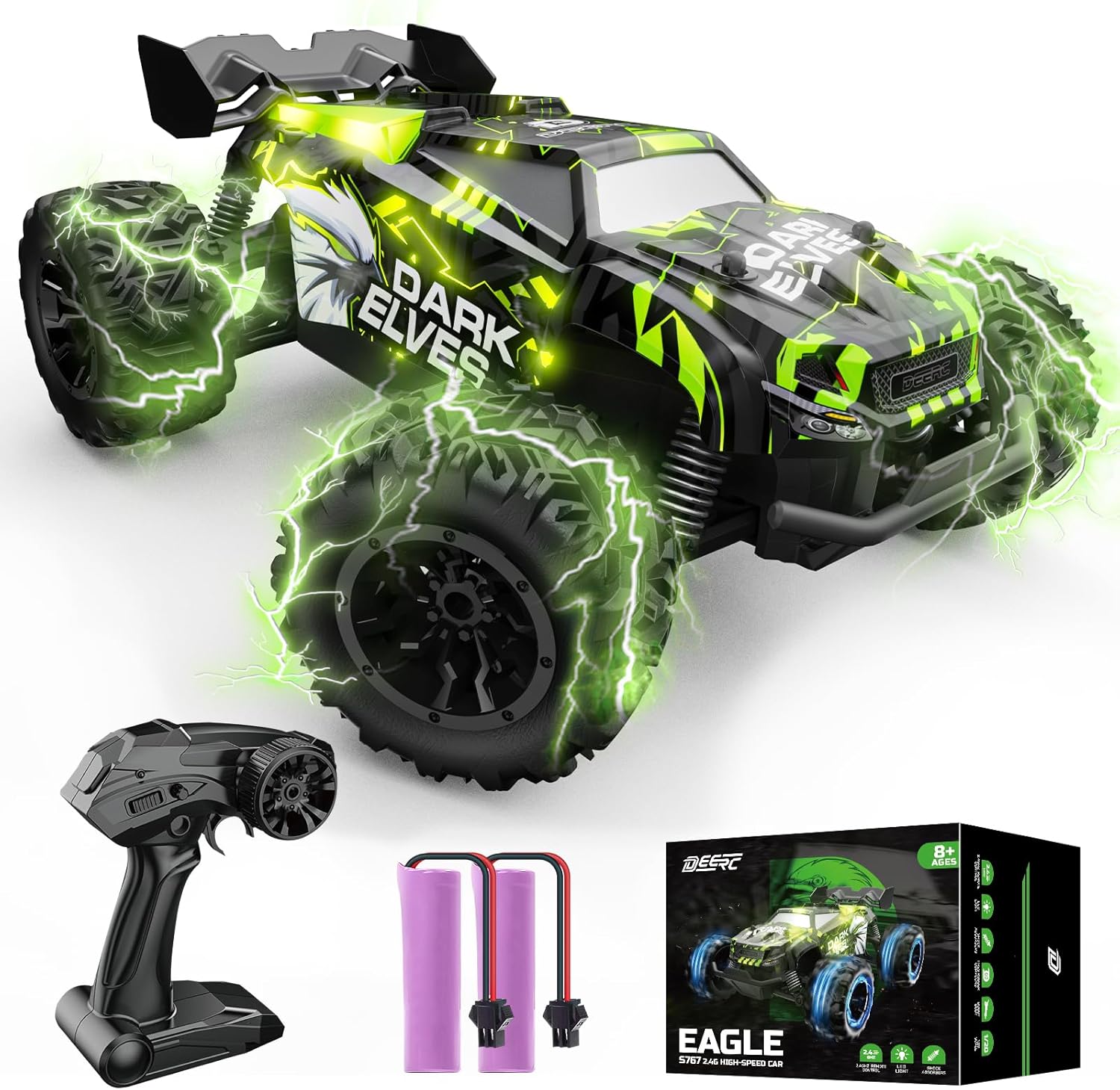 Glowing Eagle RC Car: 2 Batteries, 40 Min Play