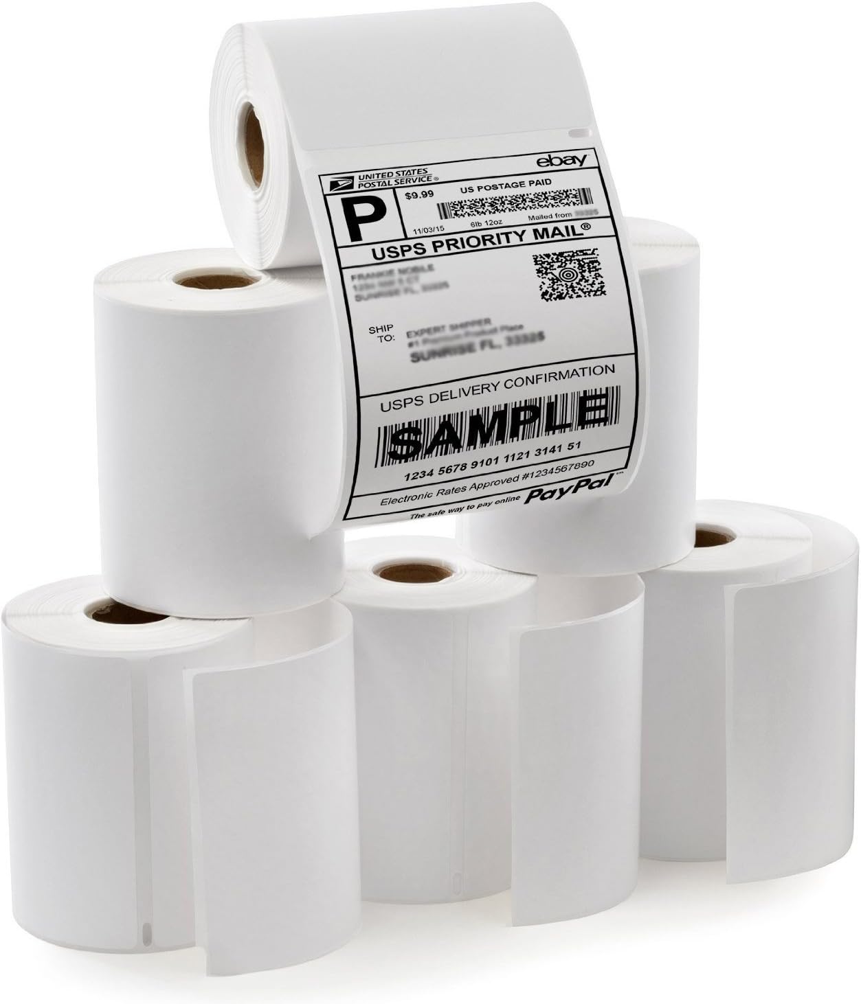 SJPACK 4 x 6 Address Labels for Shipping - 6 Rolls of 220 Labels