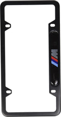 BMW Black Stainless Steel License Frame with M Logo - Glossy OEM Look