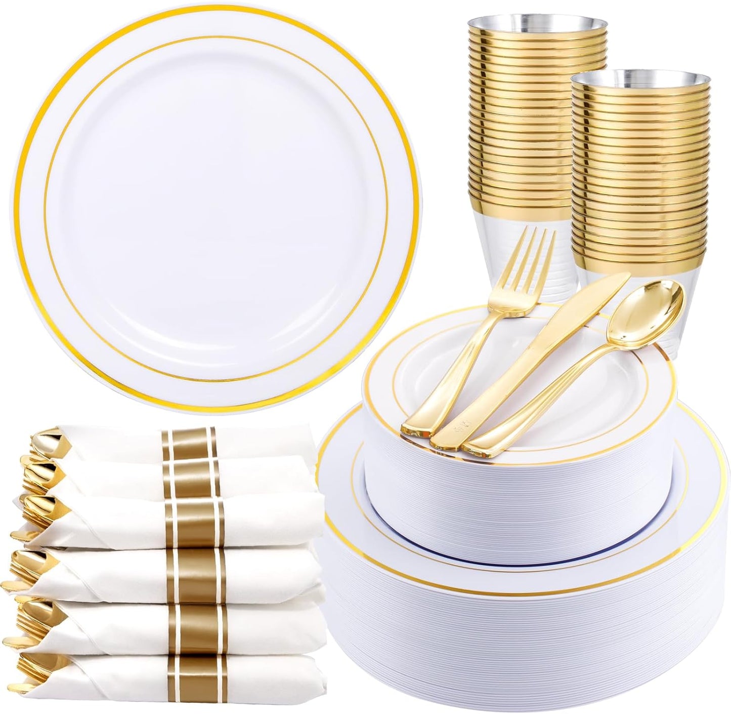 Gold Dinnerware Set for 50 Guests - Elegant WDF Partyware