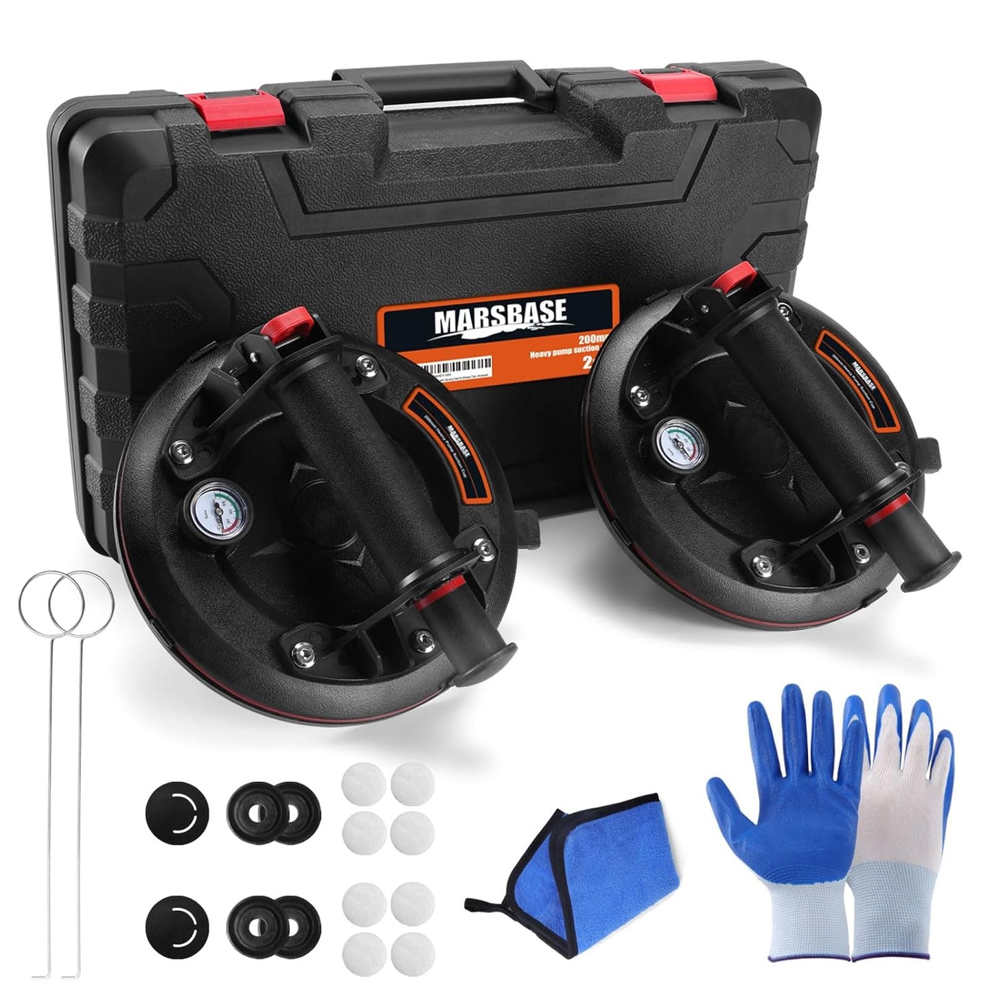 MARSBASE 8in Heavy Duty Suction Cups for Large Glass Lifting