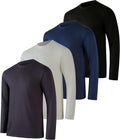Mens Long Sleeve Dry Fit T Shirts 4 Pack - UPF 50 Sun Performance Stay
