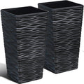Worth Garden 2-Pack Black Tall Planter - Modern Square 22 in