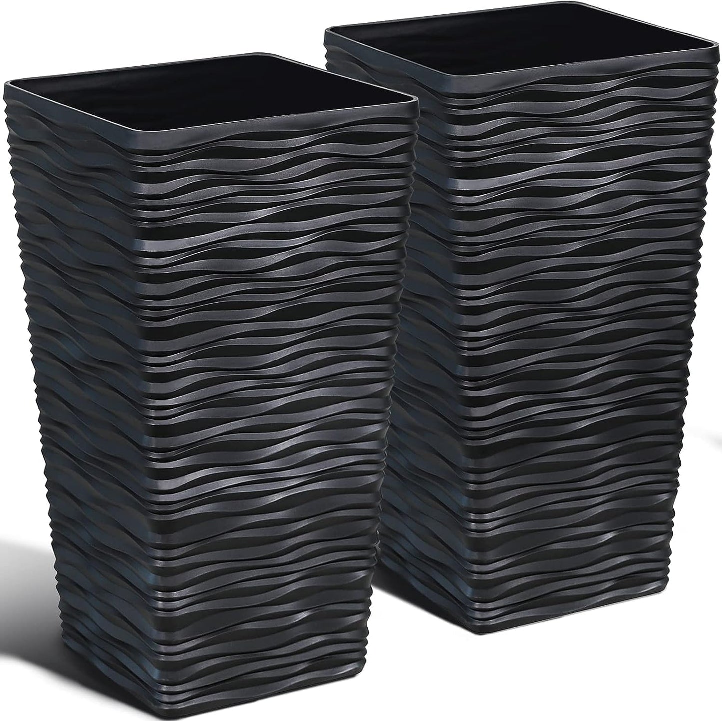 Stylish 22in Tall Planter - Modern Wavy Finish for Home Decor