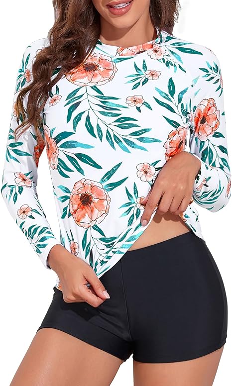 Daci Women Two Piece Rash Guard Long Sleeve Swimsuits for Sun