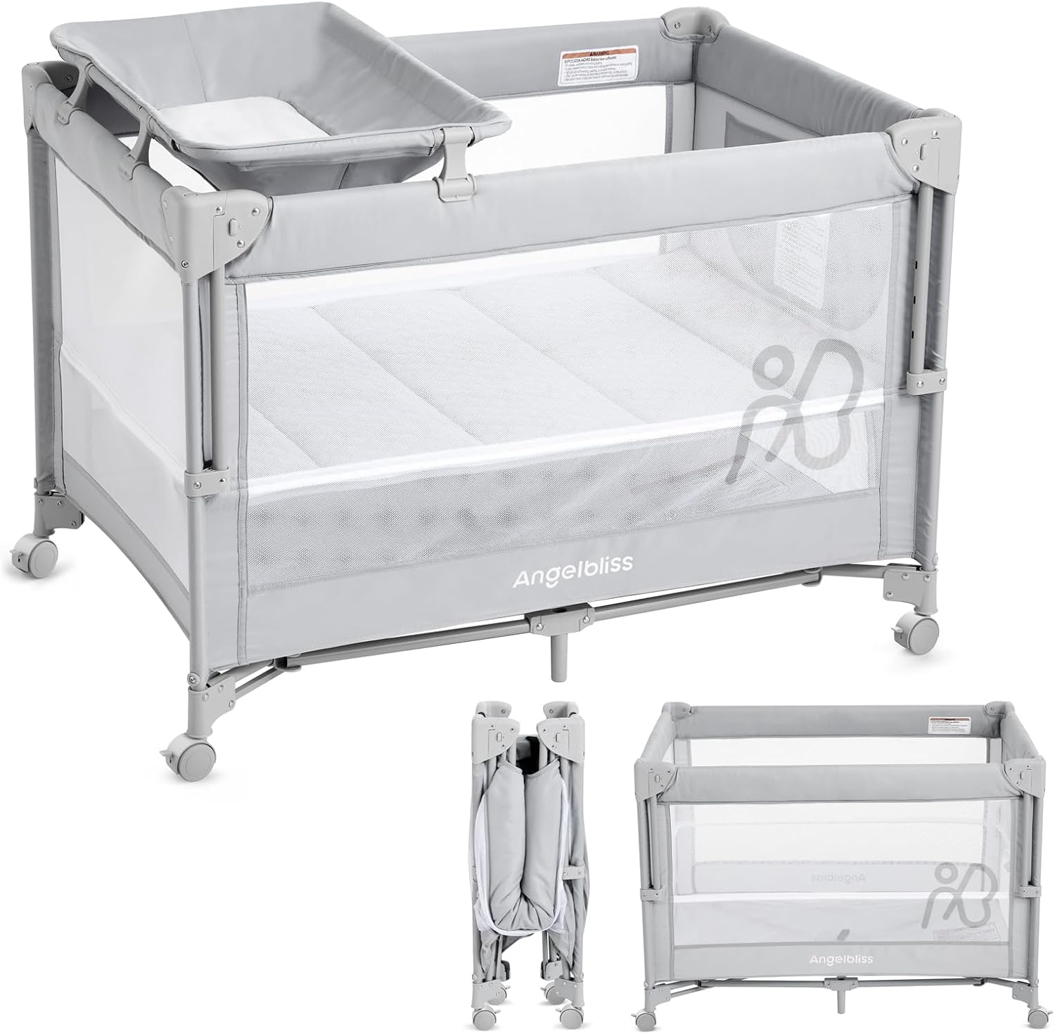 ANGELBLISS Baby Bassinet Bedside Crib: 4-in-1 Playard Solution