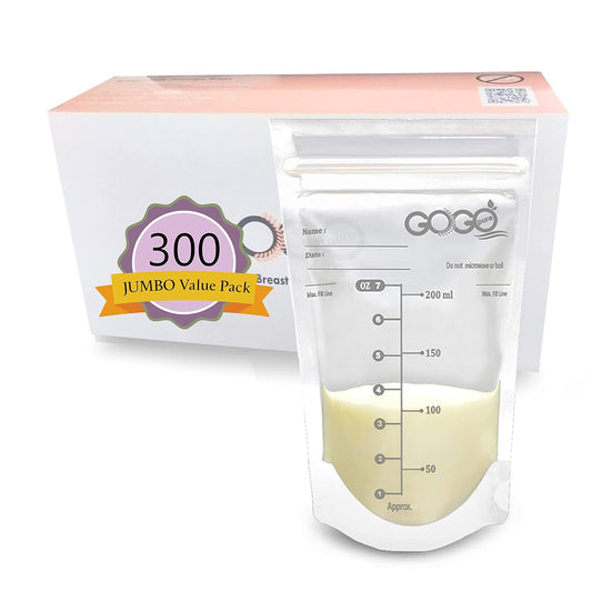 300 Count Jumbo Pack Breastmilk Storage Bags - Leak Proof & Safe