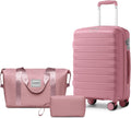 LARVENDER 3-Piece Luggage Set with Duffel Bag and TSA Lock - Pink