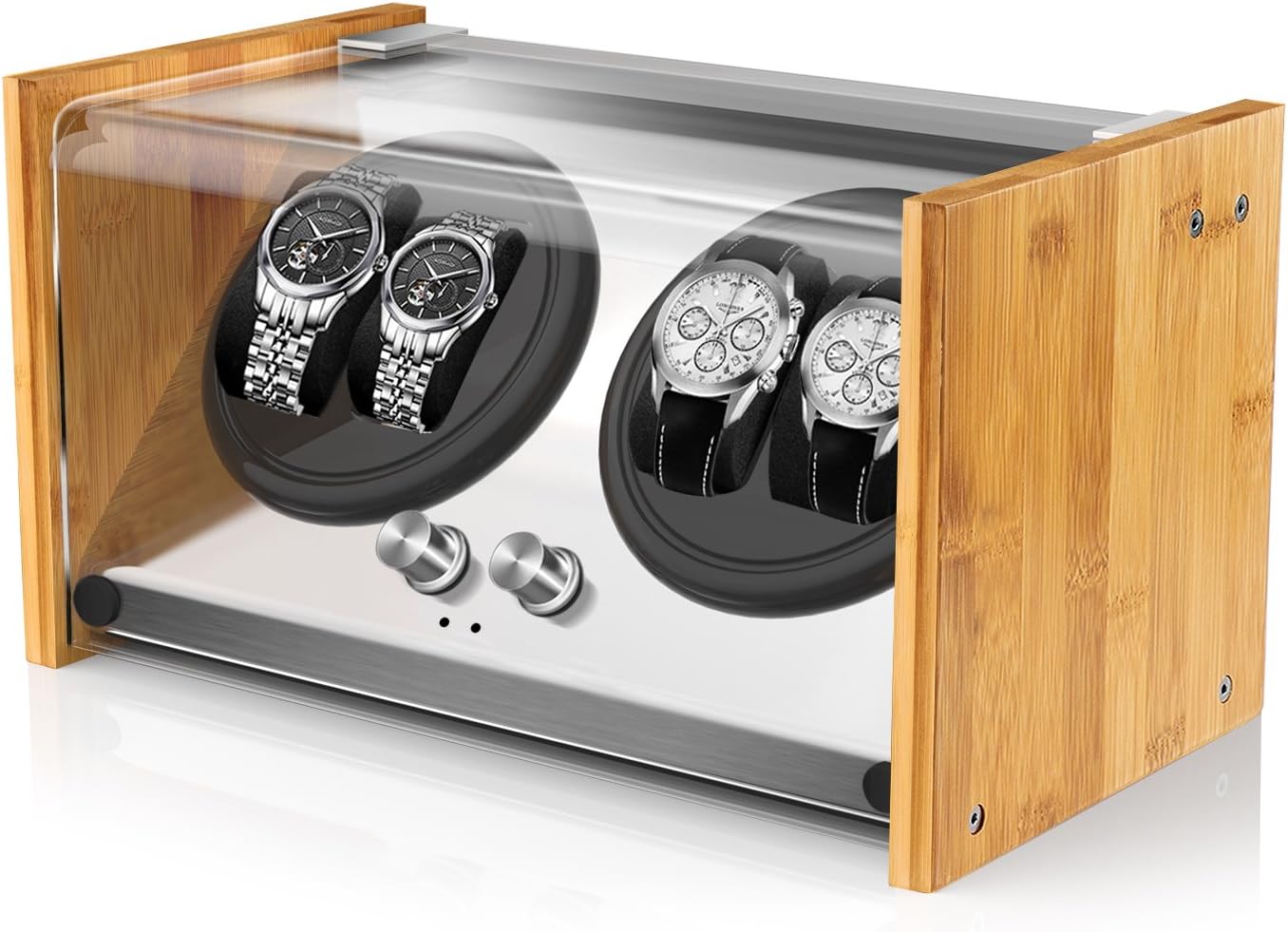 Bamboo Watch Winder - Quiet 4-Watch Rotation