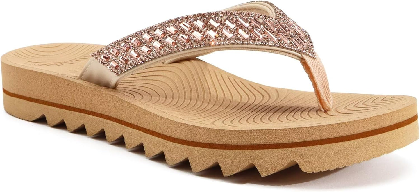 KuaiLu Womens Orthotic Flip Flops with Arch Support for Summer