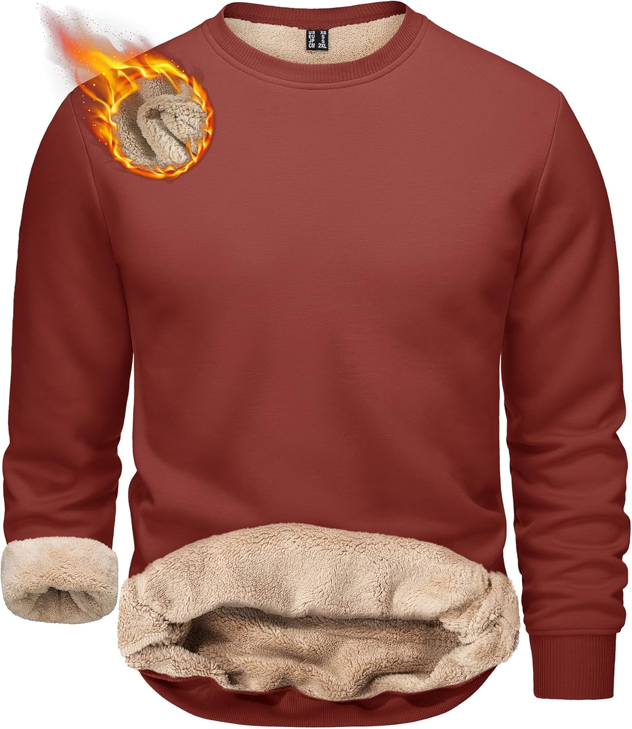 TACVASEN Men's Crewneck Sweatshirt Warm Sherpa Lined Fleece