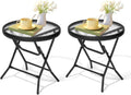 Outdoor Side Table 2-Pack - Folding Small Patio End Table