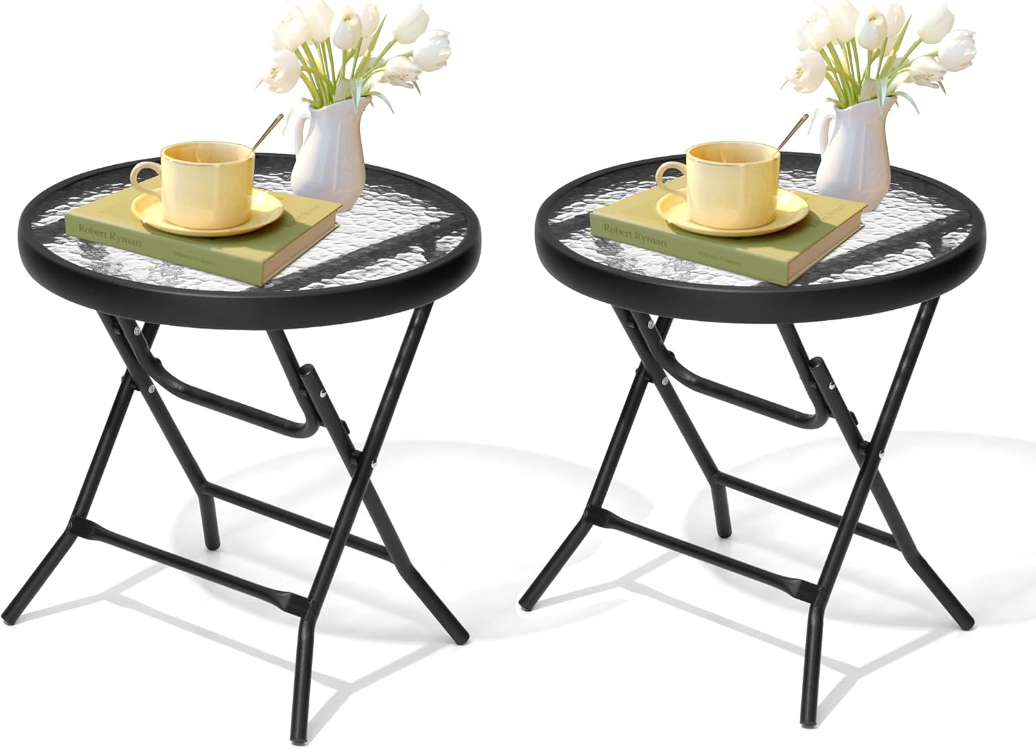 2 Pieces Outdoor Side Table - Stylish All Weather Patio Furniture