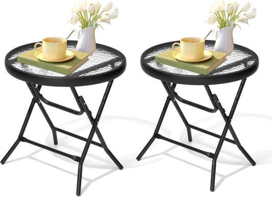 2 Pieces Outdoor Side Table - Stylish All Weather Patio Furniture