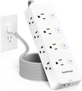 10 Ft Surge Protector Power Strip - 8 Outlet 4 USB Ports, Flat Plug