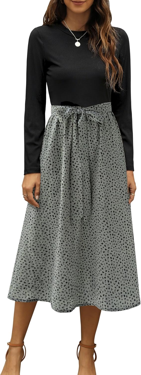 Zattcas Women Summer Dress Short Sleeve Modest Midi Outfit