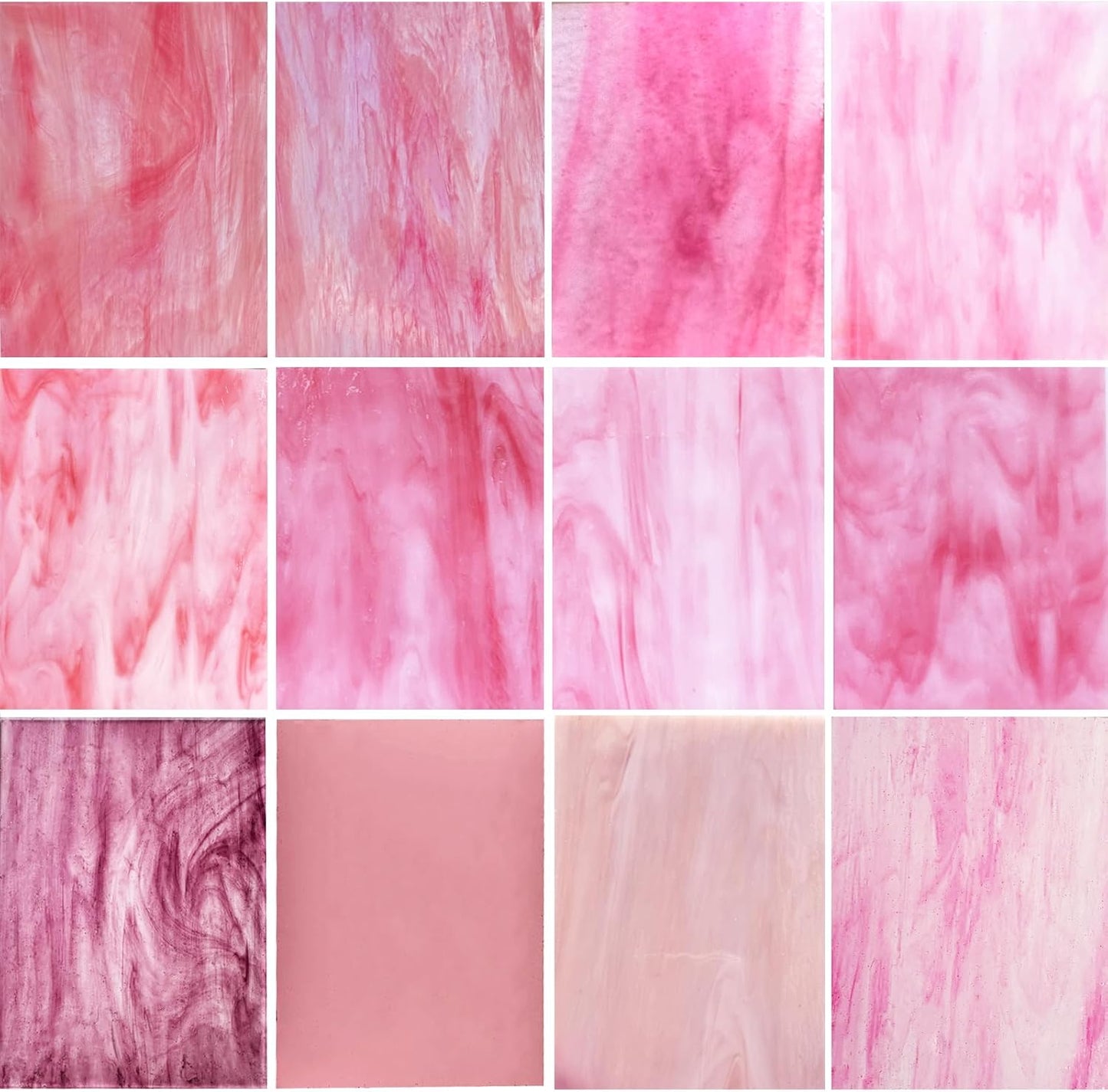 12 Sheets COE 90 Glass for Fusing - Pink Collection Supplies