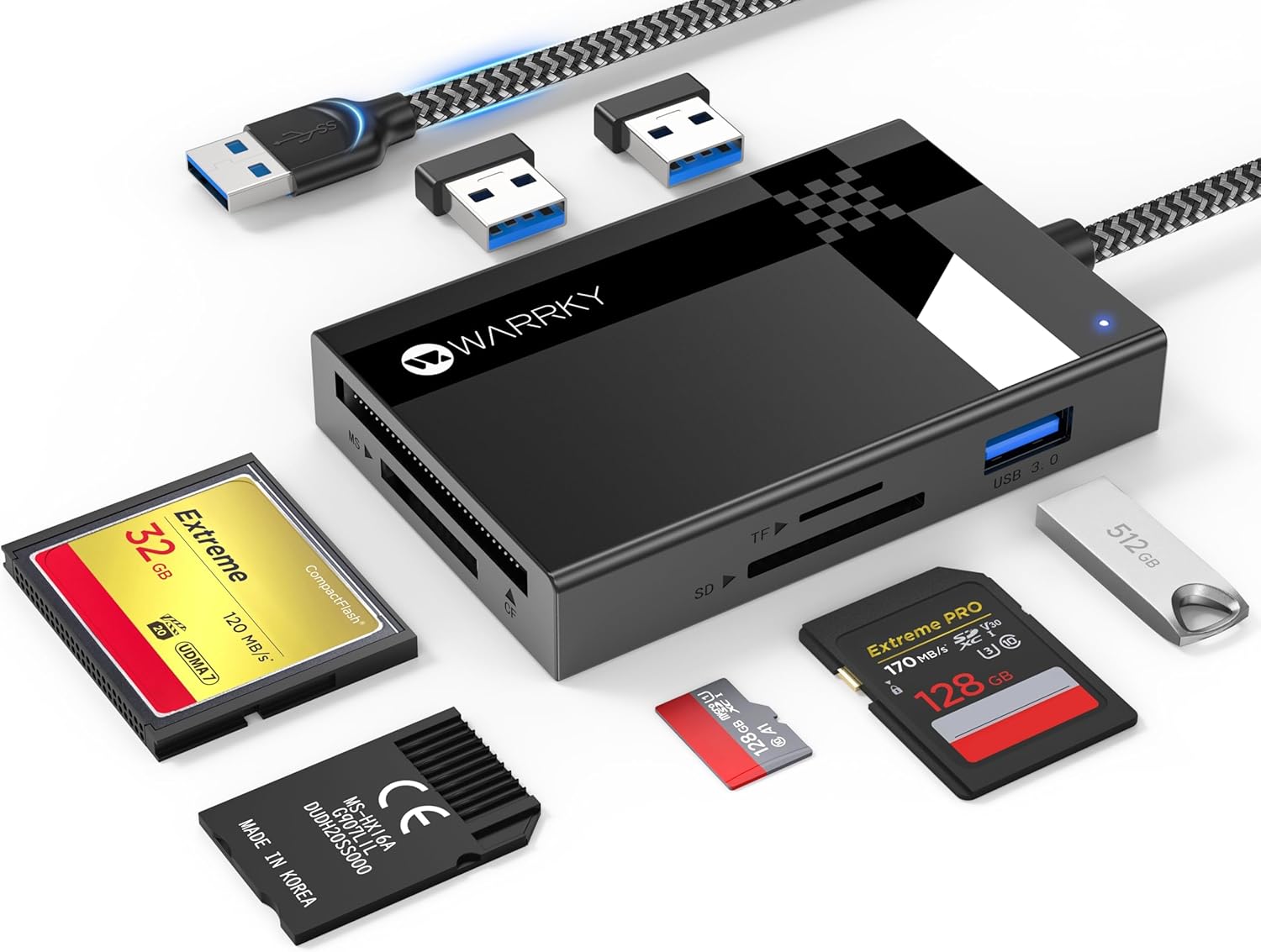 Super-Speed 7-in-1 SD Card Reader: USB 3.0, Extra Ports