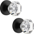 Crystal Glass Dummy Round Door Knob - Matte Black 2 Pack