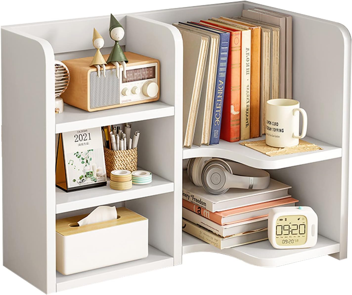 White Wooden Desk Shelf Organizer