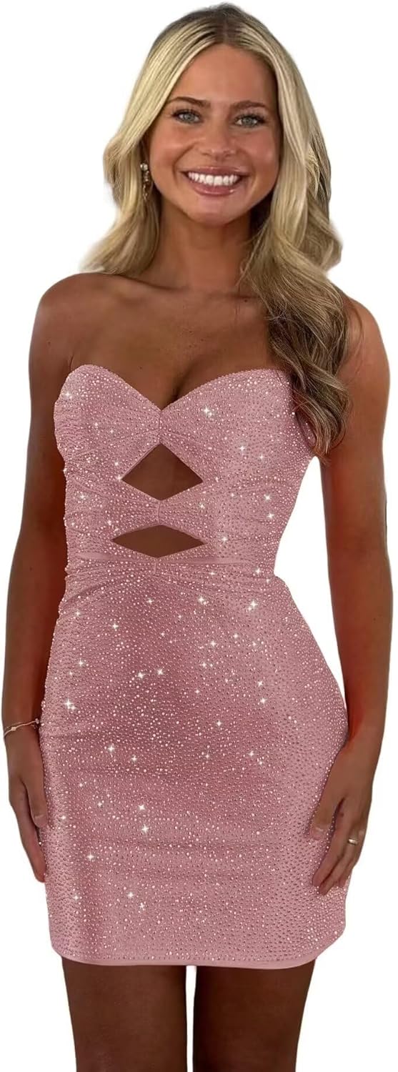 Sparkly Sequin Homecoming Dresses for Teens - Strapless Mini