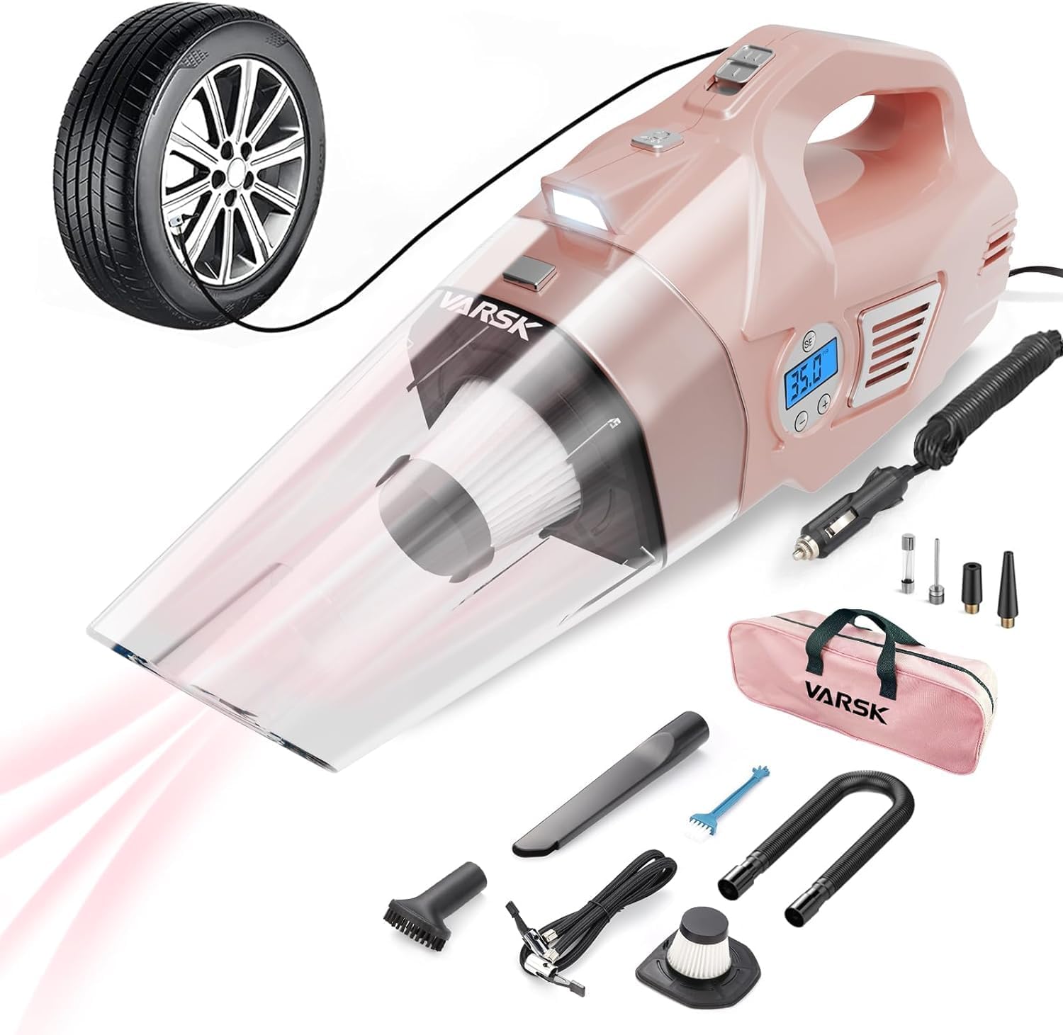 High Power Pink Car Vacuum & Inflator