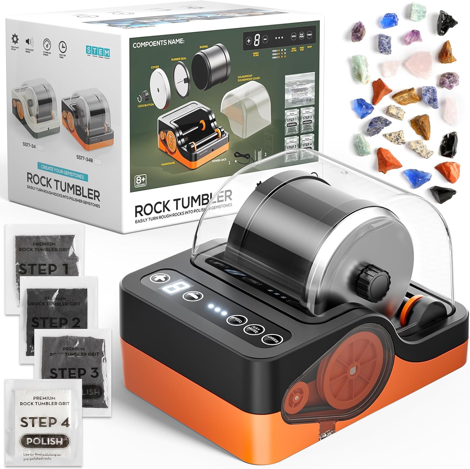 HopeRock Ultra Quiet Rock Tumbler Kit for Kids and Adults