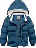Kids Winter Coat Detachable Hat Puffer Parka - Warm, Windproof