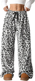 Women's Fuzzy Plush Pajama Pants Wide Leg - Soft Winter Lounge