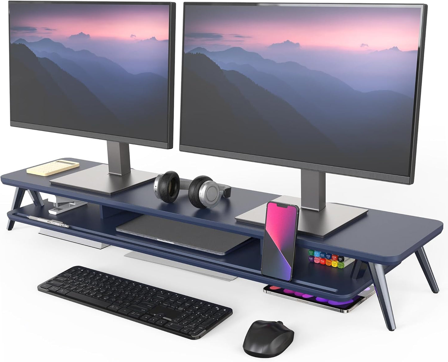 Fenge Dual Monitor Stand for 2 Monitors with Storage Organizer